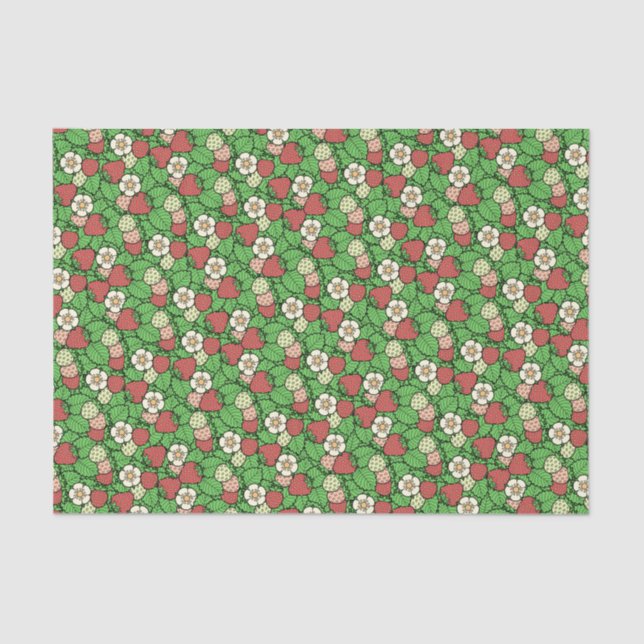 Seda Papel de tono del patrón de fondo de fresa (Anverso)