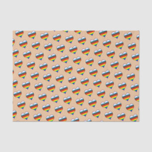 Seda Papel de tono del patrón del corazón del arco iris