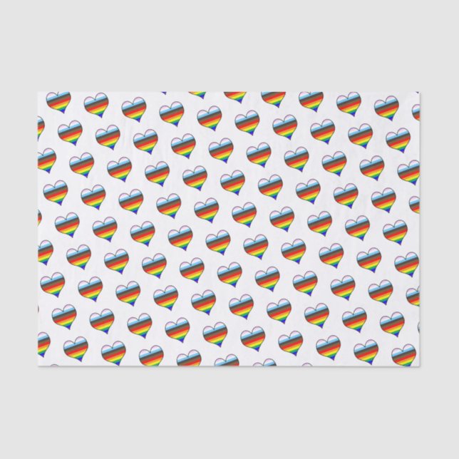Seda Papel de tono del patrón del corazón del arco iris (Anverso)