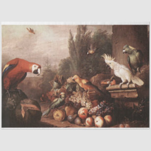 Seda Papel de tono desconchado de pájaros de época