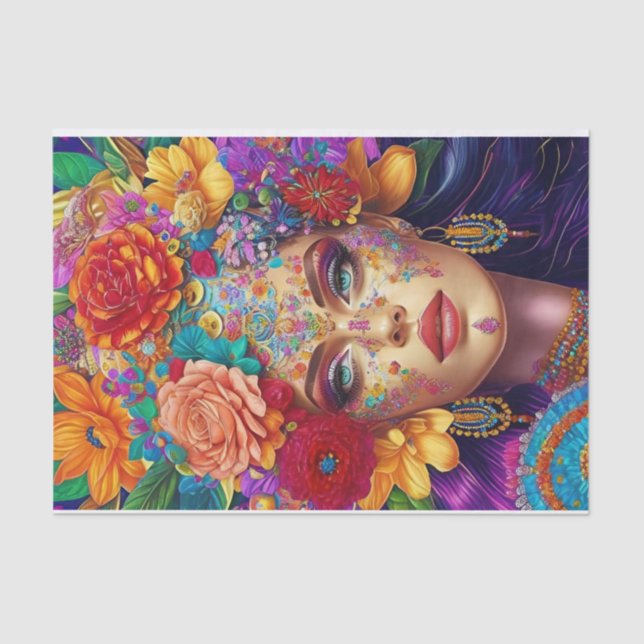 Seda Papel de tono moderno de descomposición floral (Anverso)