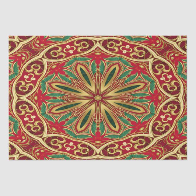Seda Papel de tono navideño para Navidades de oro rojo (Anverso)