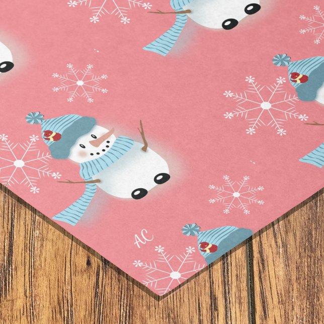 Seda Papel de tono Rosa del patrón Snowflake de Snowman (Subido por el creador)