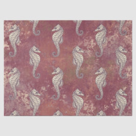 Seda Papel de tono rosado con caballito de mar blanco