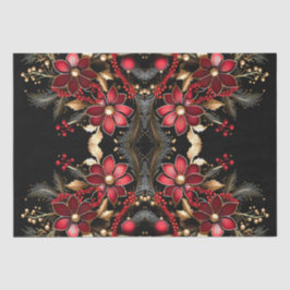 Seda Papel decorativo rojo de flores en el tejido navid