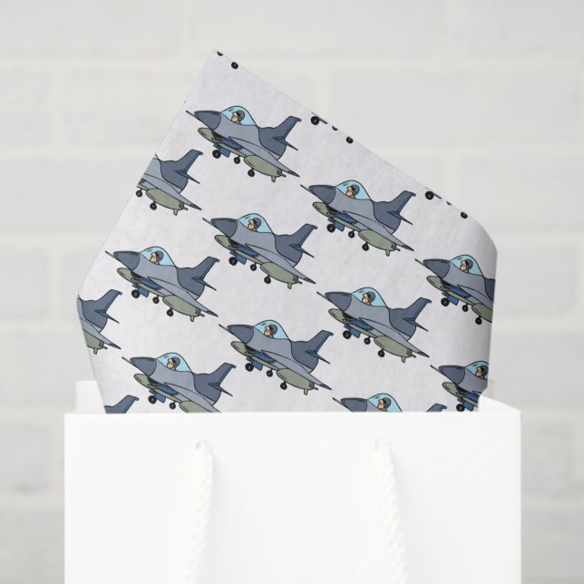 Seda Papel decoupage de avión de combate, Aeronave mili (Bolsa de regalo)