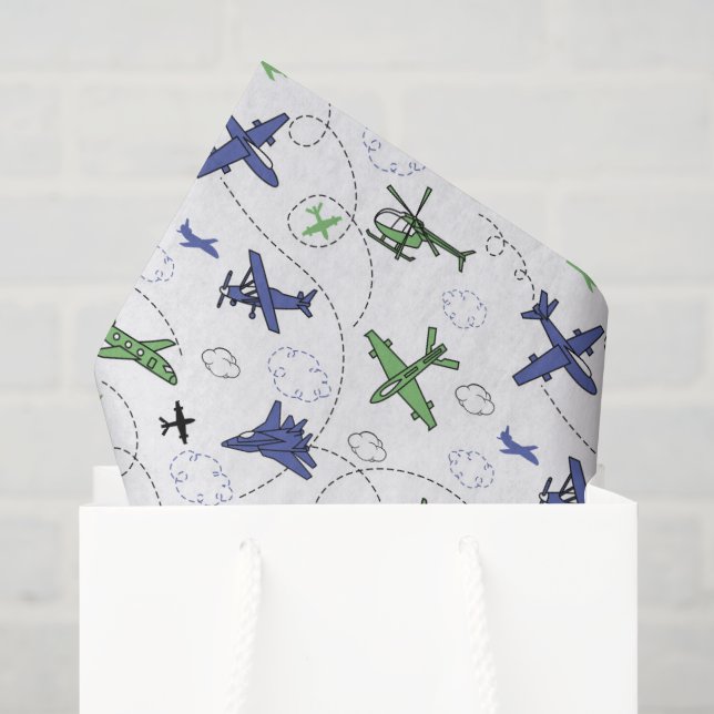 Seda Papel decoupage de avión helicóptero, Aeronave (Bolsa de regalo)