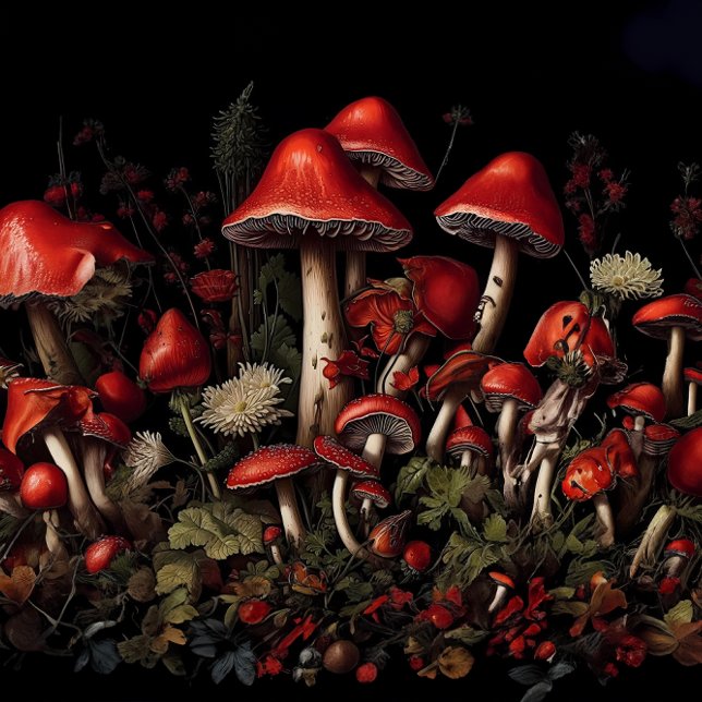 Seda Papel decoupage de Bosque de Champiñones Rojos (Subido por el creador)