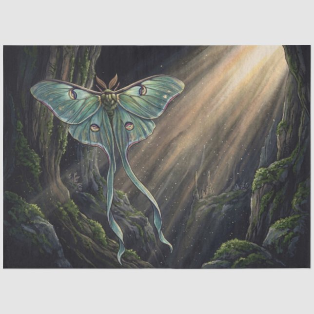 Seda Papel Decoupage de Bosque Encantado de Polilla Lun (Anverso)