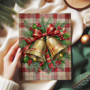 Seda Papel decoupage de campanas de Navidad caprichosas
