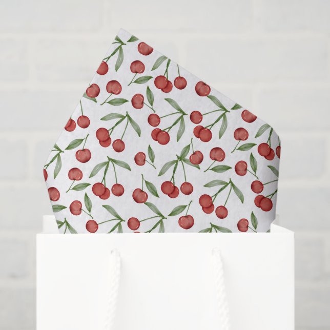 Seda Papel decoupage de cerezas, Frutas de Verano (Bolsa de regalo)