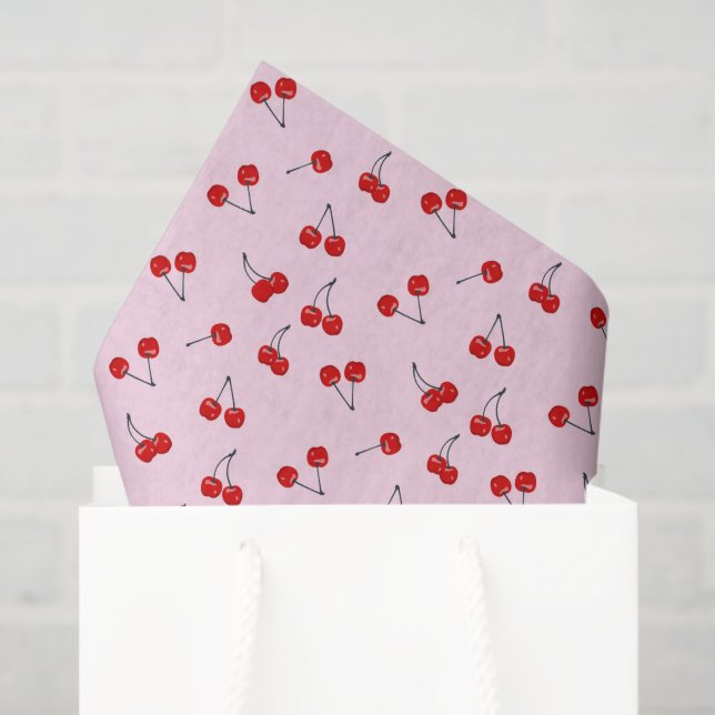 Seda Papel decoupage de cerezas, Frutas de Verano (Bolsa de regalo)