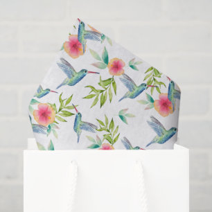 Seda Papel decoupage de colibrí, floral de jardín