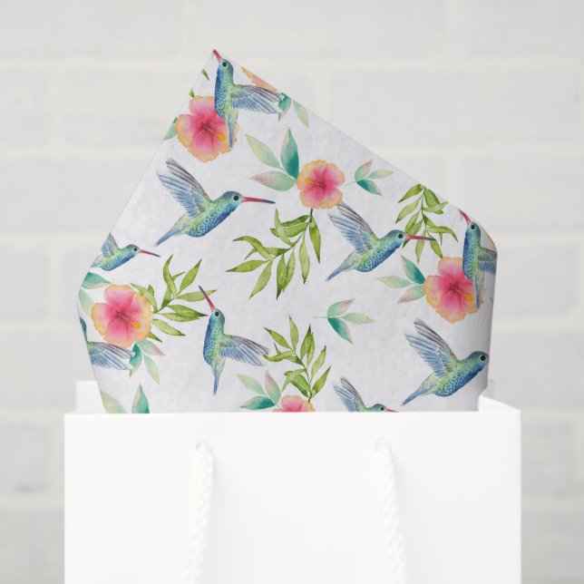 Seda Papel decoupage de colibrí, floral de jardín (Bolsa de regalo)