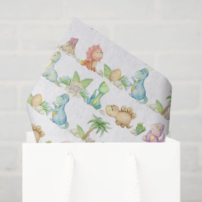 Seda Papel decoupage de dinosaurio, cumpleaños de dinos (Bolsa de regalo)