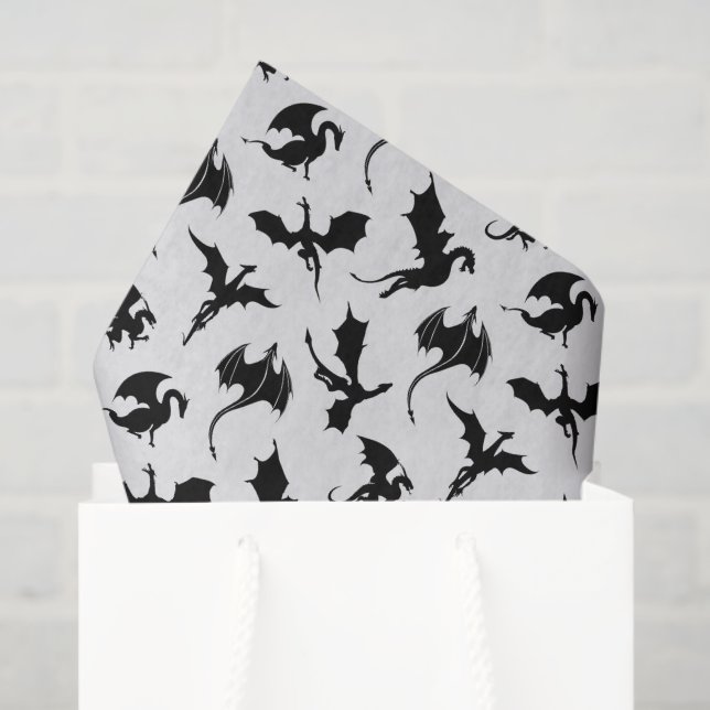 Seda Papel decoupage de dragón, fantasía mitológica (Bolsa de regalo)