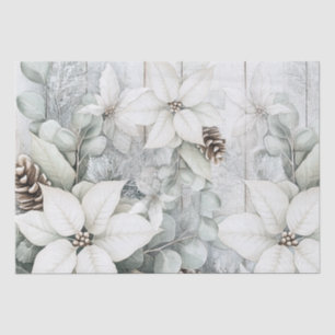 Seda Papel decoupage de flores de invierno blanco desga