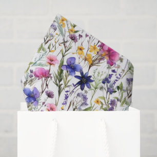 Seda Papel decoupage de flores silvestres rosadas y mor