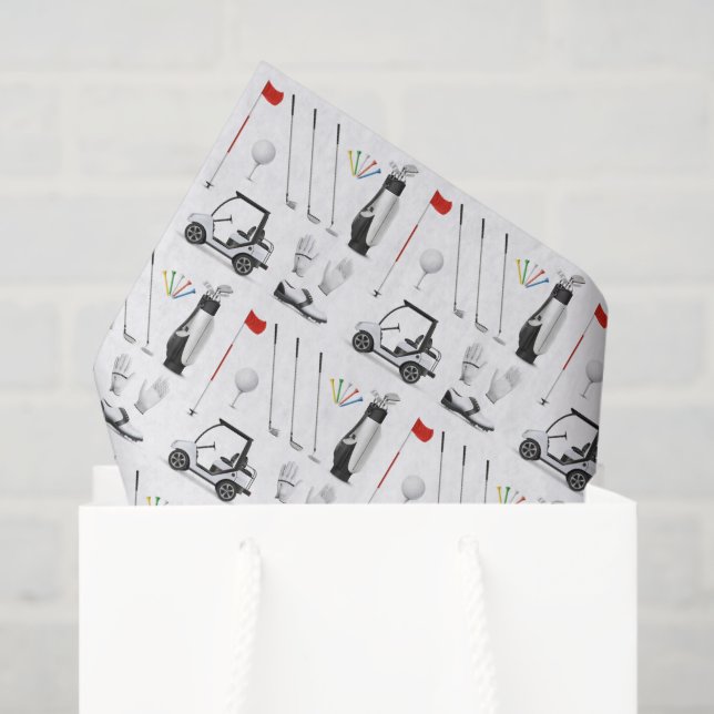 Seda Papel decoupage de golf, pañuelo de golfer (Bolsa de regalo)