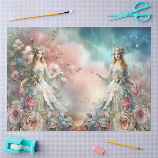 Seda Papel decoupage de grandes flores fantásticas en á (Artesanía)