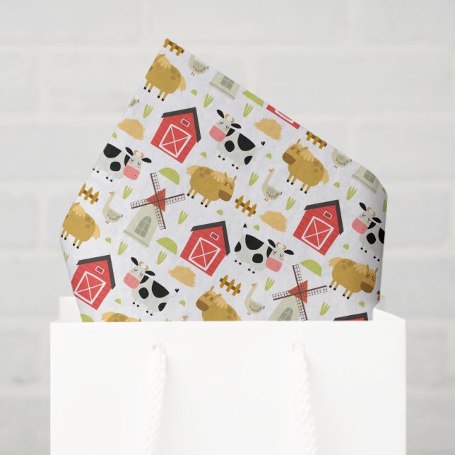 Seda Papel decoupage de granja, animales de corral (Bolsa de regalo)