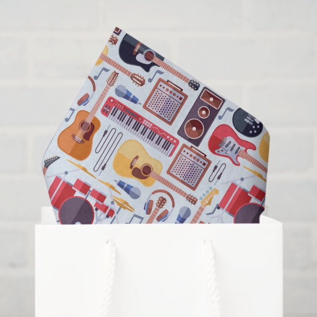 Seda Papel decoupage de instrumentos musicales, música (Bolsa de regalo)