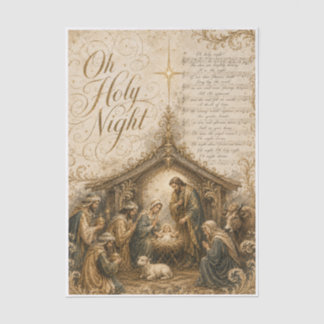 Seda Papel decoupage de la Natividad de Oh Noche Santa