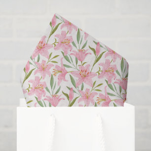 Seda Papel decoupage de lirios rosados, floral