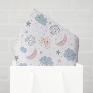Seda Papel decoupage de luna estrellas nubes, Celestial