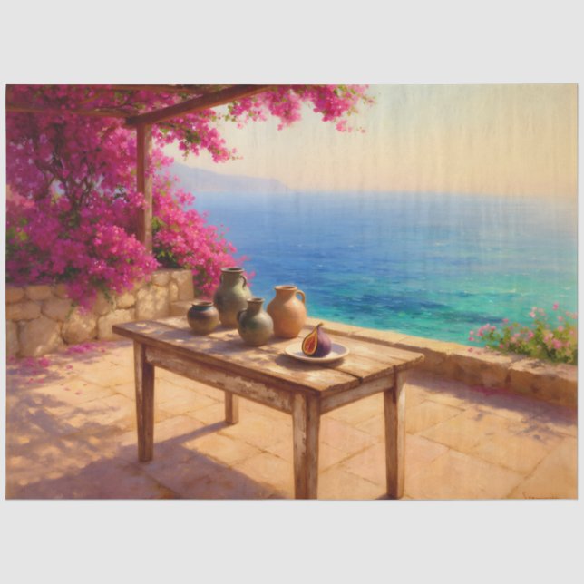 Seda Papel decoupage de mesa costera mediterránea (Anverso)