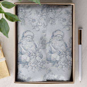 Seda Papel decoupage de Navidad azul y blanco vintage