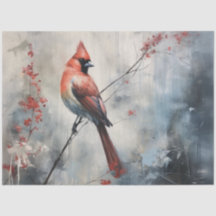 Papel decoupage de Navidad con cardenal rojo acuar