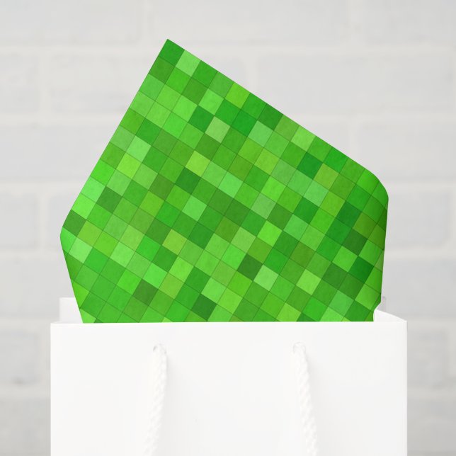 Seda Papel decoupage de píxeles verdes, estilo bloque d (Bolsa de regalo)