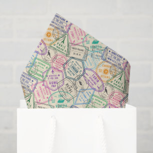 Seda Papel decoupage de sellos de viaje, papel tisú de