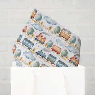 Seda Papel Decoupage de Tren, Locomotora Acuarela