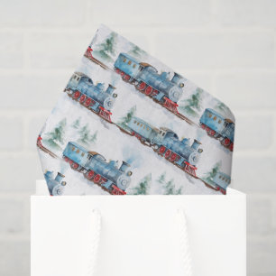 Seda Papel decoupage de tren, locomotora acuarela