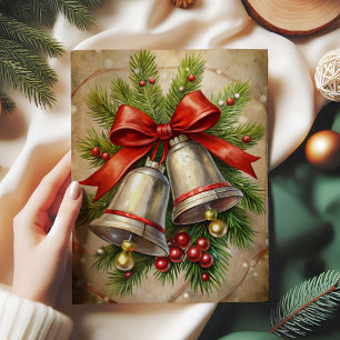 Seda Papel decoupage elegante de campanas de Navidad co