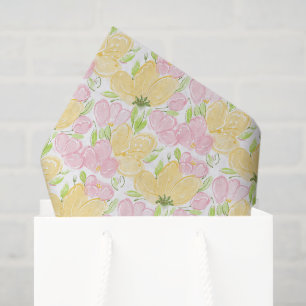Seda Papel decoupage floral rosa amarillo, jardín de fl
