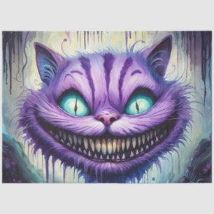 Seda Papel decoupage Gato de Cheshire Púrpura Fantasía 