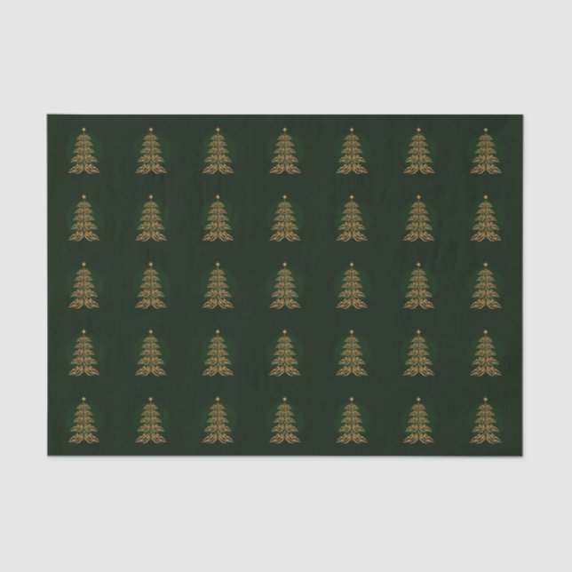 Seda Papel del árbol de Navidad de la Campana Verde (Anverso)