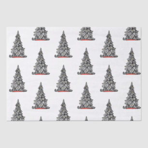 Seda Papel del árbol de NAVIDAD negro y blanco