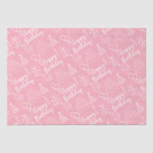 Seda Papel del tejido de cumpleaños rosado