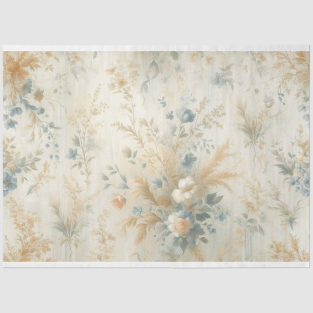 Seda Papel del tejido de la descomposición floral (Anverso)