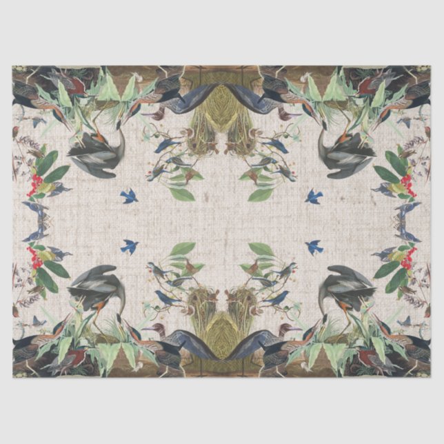 Seda Papel del tejido de la fauna silvestre Audubon Her (Anverso)