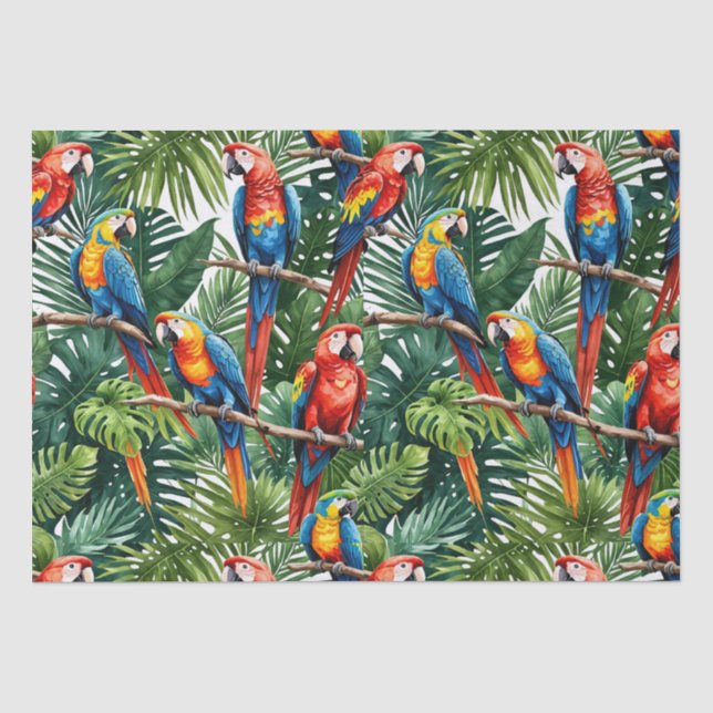 Seda Papel del tejido de la jungla de loro (Anverso)