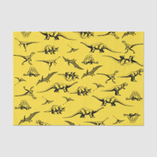 Seda Papel del tejido de los dinosaurios amarillos