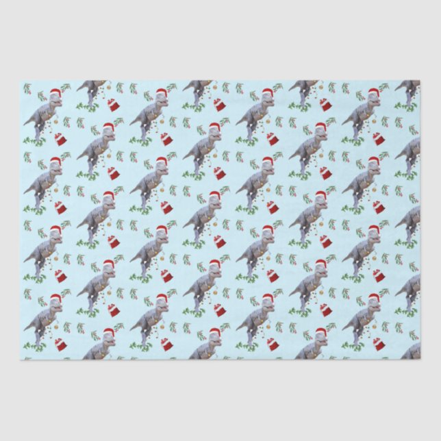 Seda Papel del tejido de los Navidades de dinosaurios (Anverso)