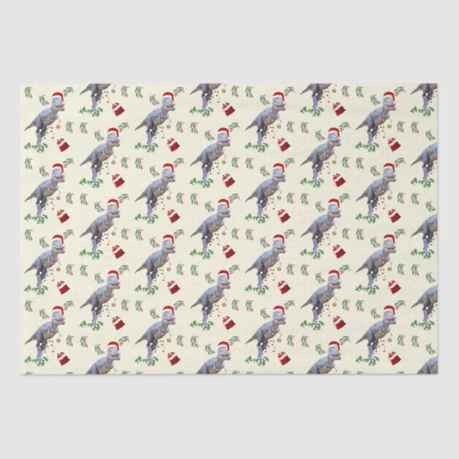 Seda Papel del tejido de los Navidades de dinosaurios (Anverso)