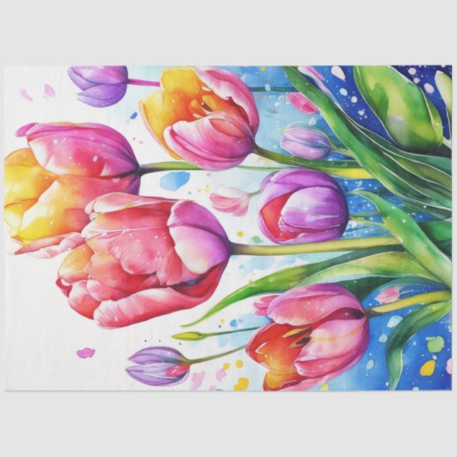 Seda Papel del tejido de los tulipanes florales de prim (Anverso)