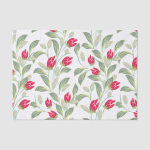 Seda Papel del tejido de los tulipanes rojos